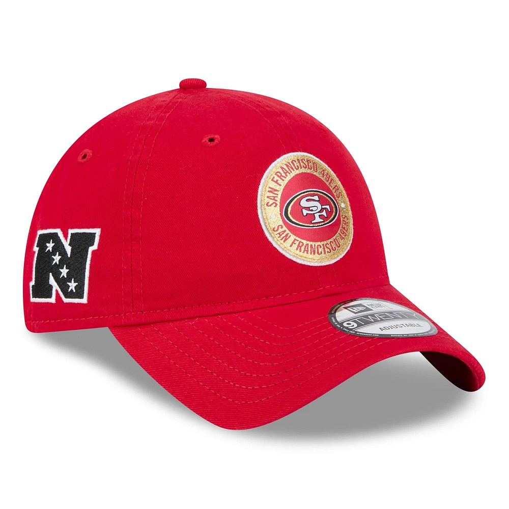 Casquette réglable New Era Scarlet San Francisco 49ers 2024 Sideline 9TWENTY pour homme