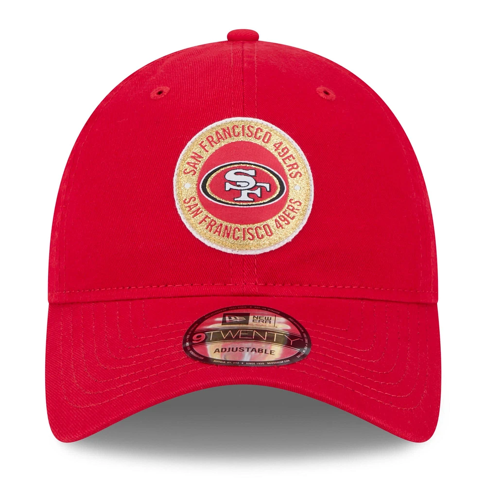 Casquette réglable New Era Scarlet San Francisco 49ers 2024 Sideline 9TWENTY pour homme