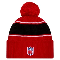 Bonnet en tricot à revers avec pompon pour homme New Era Scarlet San Francisco 49ers 2024 Sideline Sport