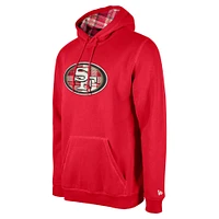 Men's New Era Scarlet San Francisco 49ers 3rd Down Plaid Pullover Hoodie