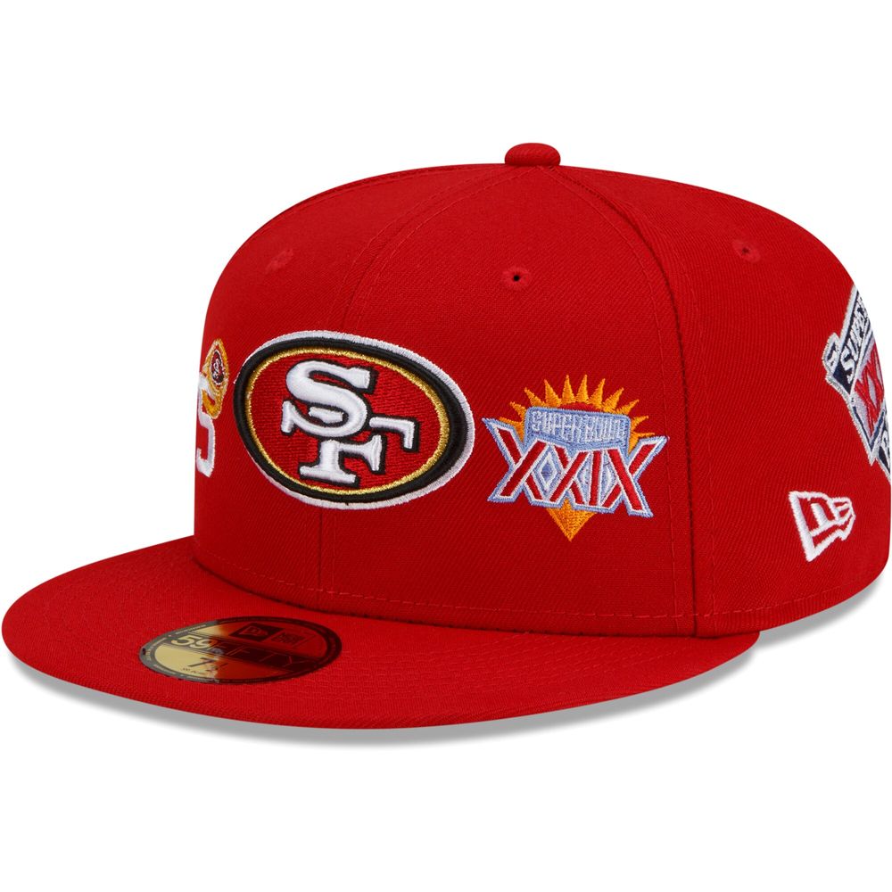 Men's New Era Scarlet San Francisco 49ers 5x Super Bowl Champions Count The Rings - Fitted Hat