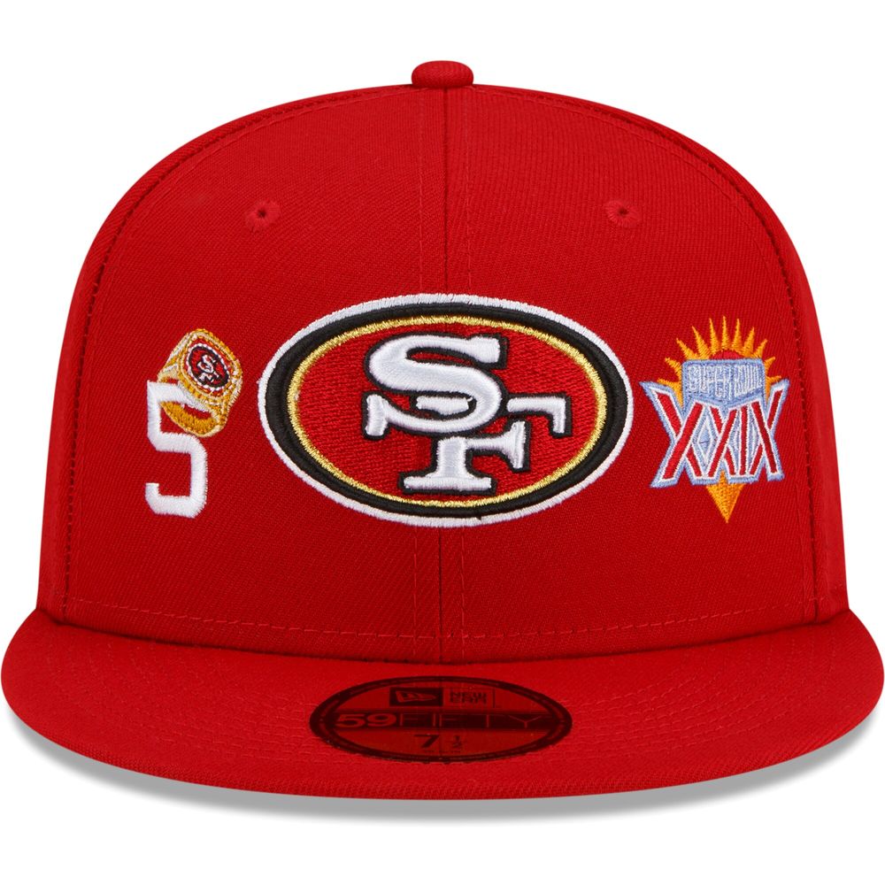 Men's New Era Scarlet San Francisco 49ers 5x Super Bowl Champions Count The Rings - Fitted Hat