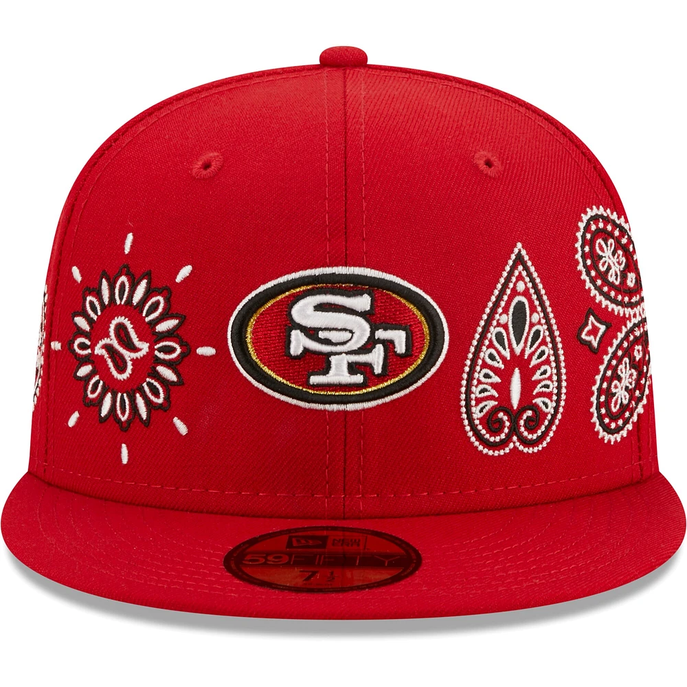 Men's New Era Scarlet San Francisco 49ers Bandana 59FIFTY - Fitted Hat