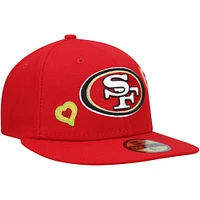 Men's New Era Scarlet San Francisco 49ers Chain Stitch Heart 59FIFTY Fitted Hat