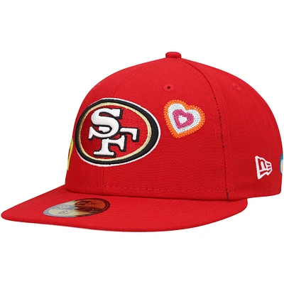 NWE 49ER ÉCARLATE NFL COEUR À POINT DE CHAÎNE 59FIFTY HATMENHIC