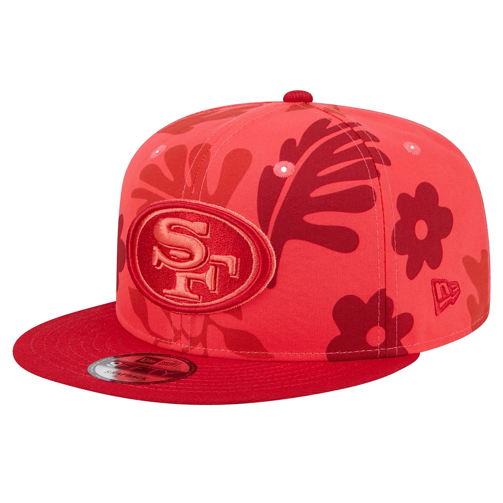 Men's New Era Scarlet San Francisco 49ers Leafy 9FIFTY Snapback Hat