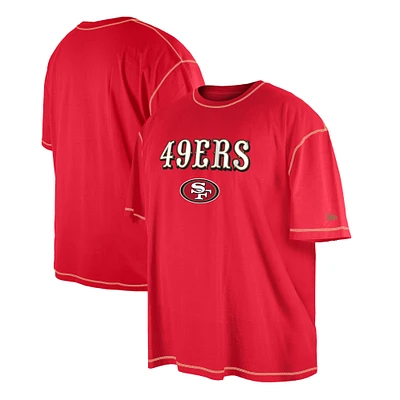 Men's New Era  Scarlet San Francisco 49ers Third Down Big & Tall Puff Print T-Shirt