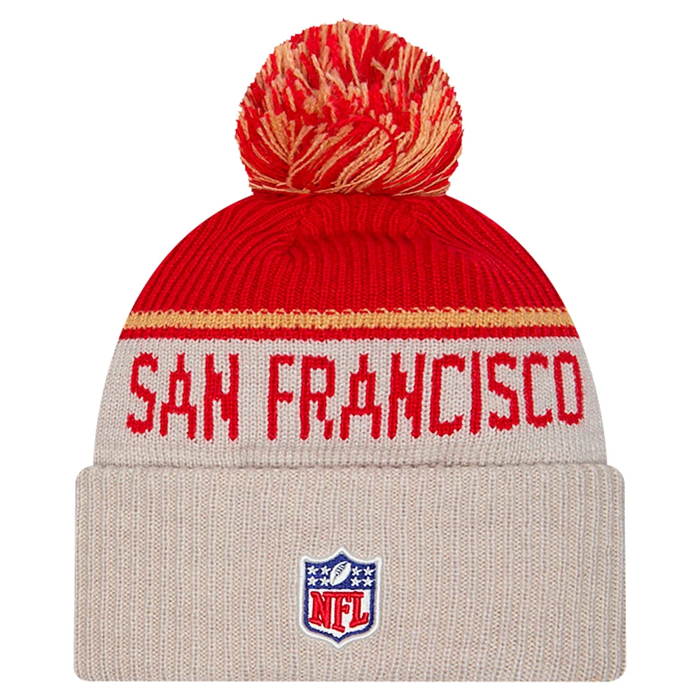 Bonnet en tricot à revers historique avec pompon San Francisco 49ers de New Era pour homme