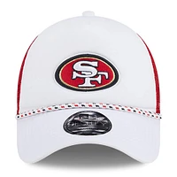 Men's New Era White/Scarlet San Francisco 49ers Court Sport Foam Front A-Frame 9FORTY Adjustable Trucker Hat