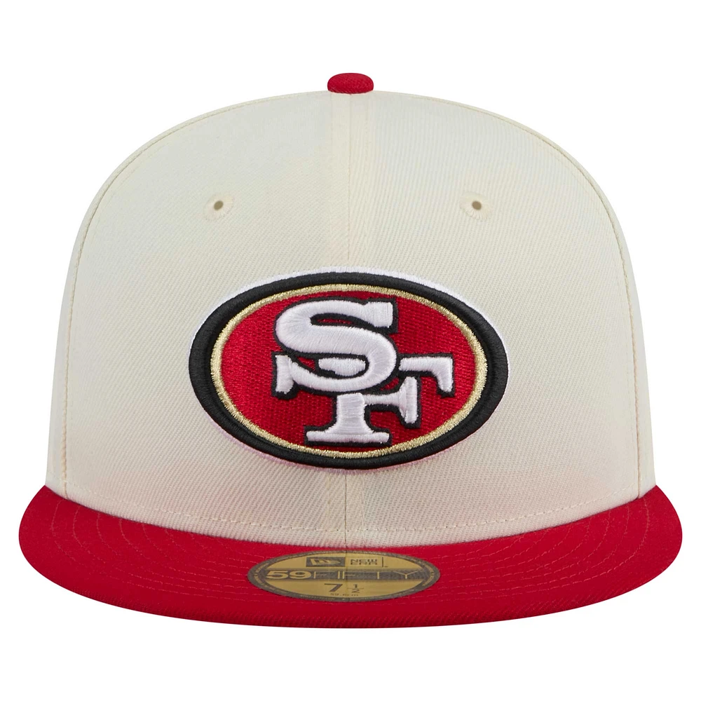 Casquette ajustée New Era 59FIFTY pour homme, blanche/écarlate, des San Francisco 49ers