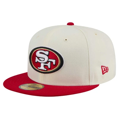 Casquette ajustée New Era 59FIFTY pour homme, blanche/écarlate, des San Francisco 49ers