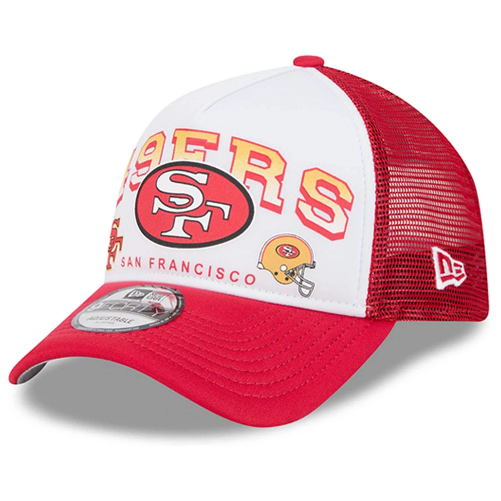 Men's New Era White/Scarlet San Francisco 49ers Retro Wordmark A-Frame 9FORTY Adjustable Hat