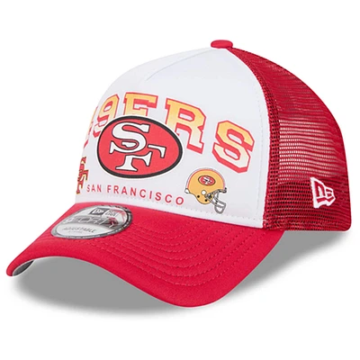 Men's New Era White/Scarlet San Francisco 49ers Retro Wordmark A-Frame 9FORTY Adjustable Hat