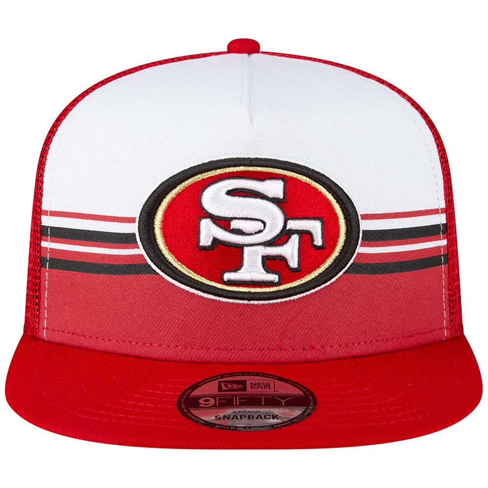 Casquette Snapback 9FIFTY Trucker Snapback rayée blanche/écarlate San Francisco 49ers New Era pour homme