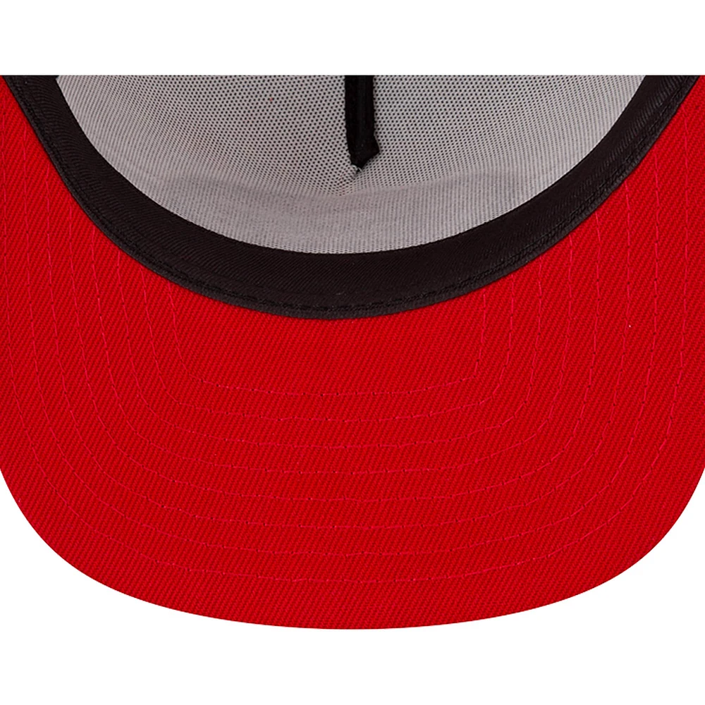 Men's New Era White/Scarlet San Francisco 49ers Striped A-Frame 9FIFTY Trucker Snapback Hat