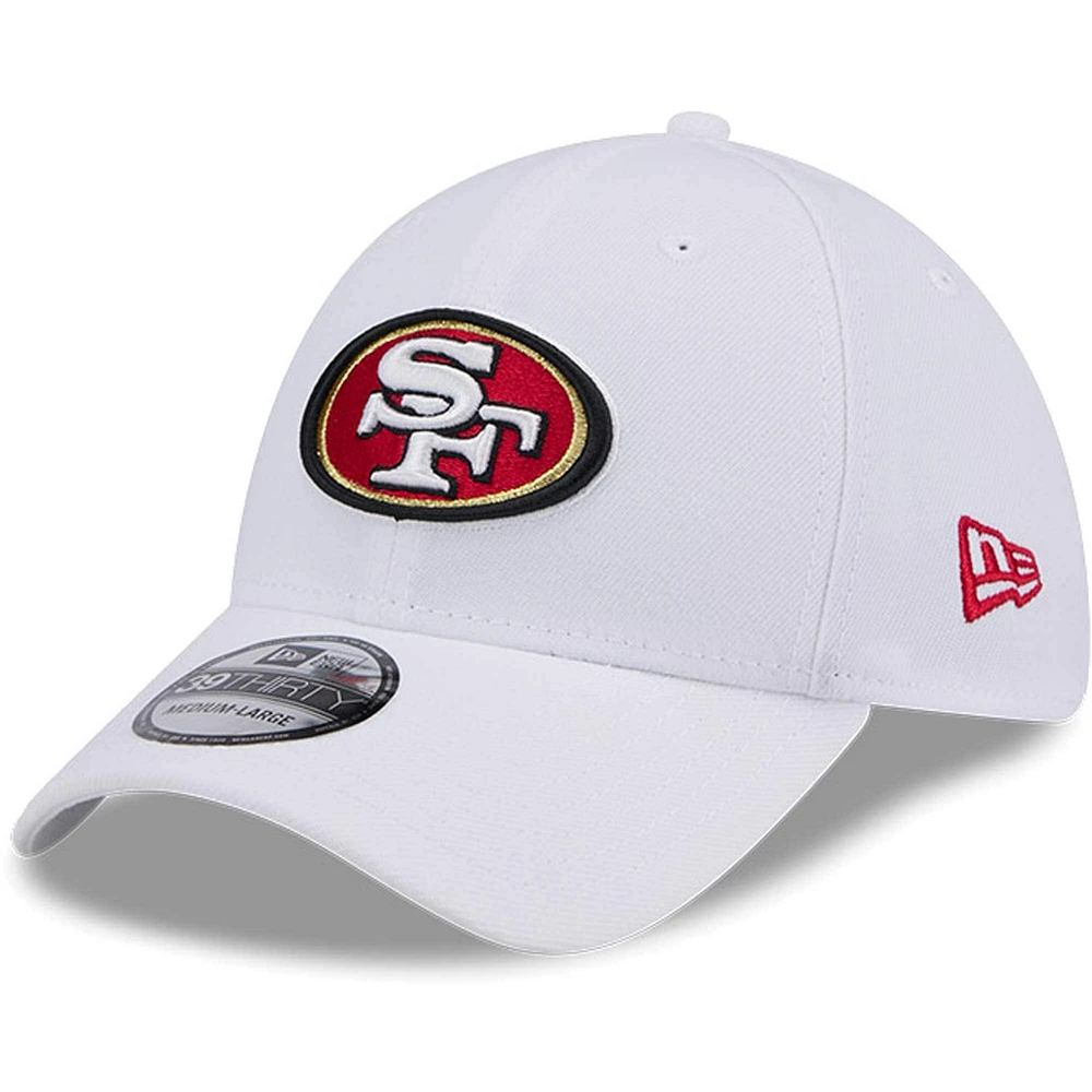Casquette flexible principale 39THIRTY des San Francisco 49ers New Era pour hommes, blanche
