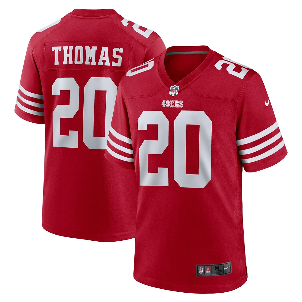 Maillot de match Nike Ambry Thomas Scarlet San Francisco 49ers pour homme