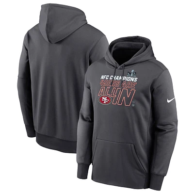 Men's Nike  Anthracite San Francisco 49ers 2023 NFC Champions Locker Room Trophy Collection Pullover Hoodie