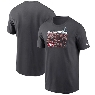 T-shirt Nike anthracite pour homme des San Francisco 49ers 2023 NFC Champions Locker Room Trophy Collection