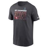 T-shirt haut Nike anthracite San Francisco 49ers 2023 NFC Champions Locker Room Trophy Collection pour homme