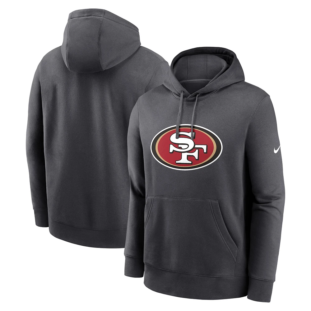 Sweat à capuche avec logo Nike San Francisco 49ers Club anthracite pour homme