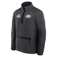 Men's Nike  Anthracite San Francisco 49ers Super Bowl LVIII Opening Night Tech Fleece Half-Zip Pullover Top