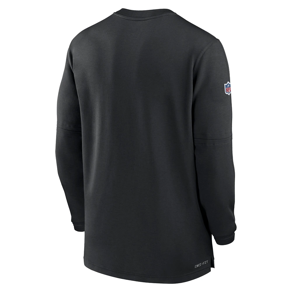 Haut Nike noir San Francisco 49ers 2023 Sideline Performance à manches longues et quart de zip pour homme