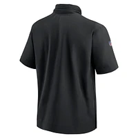 Men's Nike Black San Francisco 49ers 2024 Sideline Coach Short Sleeve Half-Zip Hoodie Jacket