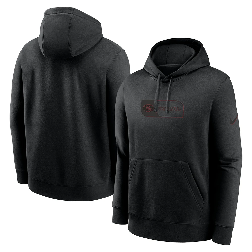 Sweat à capuche Nike noir San Francisco 49ers Edge French Terry Club pour homme