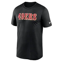 T-shirt Nike noir San Francisco 49ers Primetime Legend Wordmark Performance pour homme