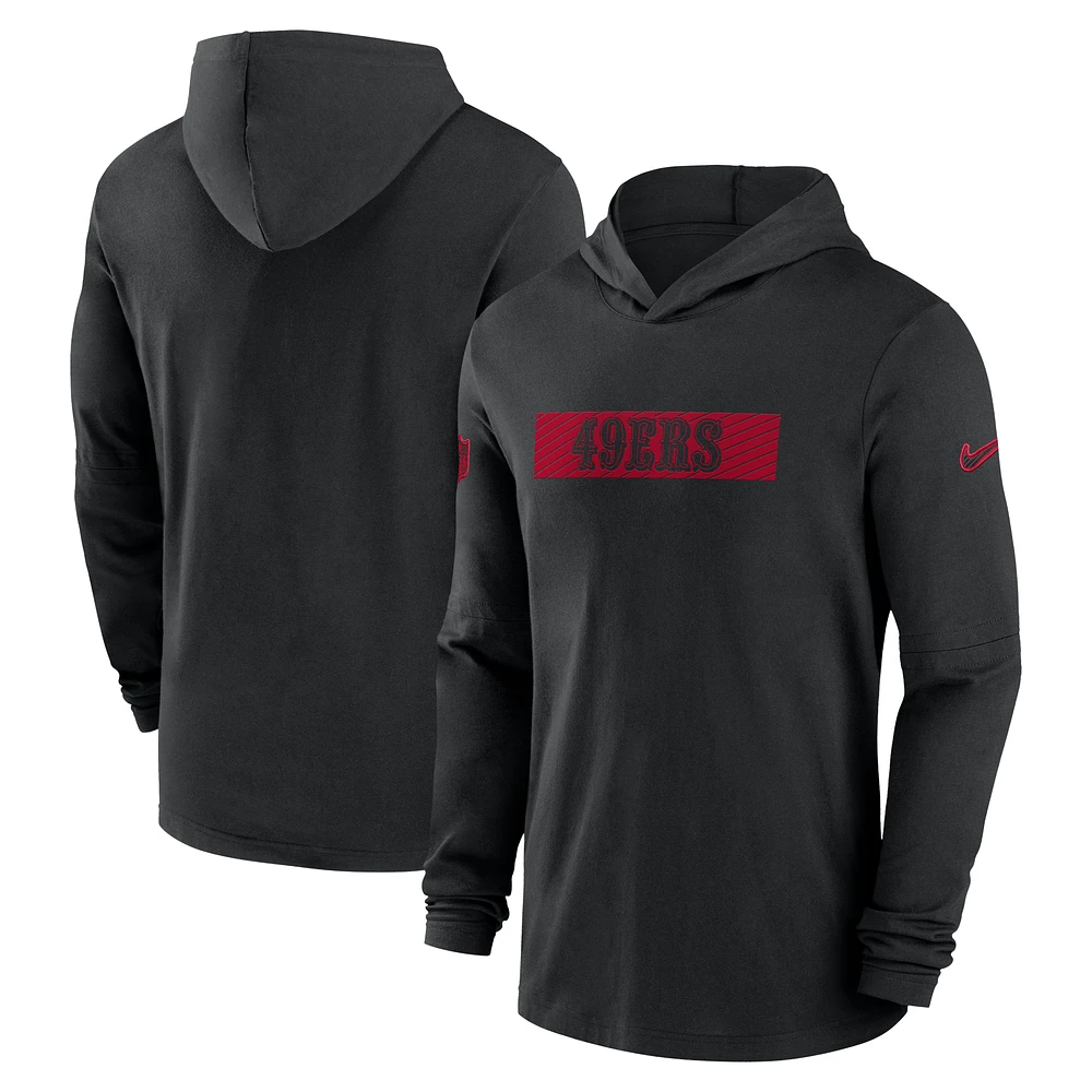 Men's Nike Black San Francisco 49ers Sideline Hoodie Performance Long Sleeve T-Shirt