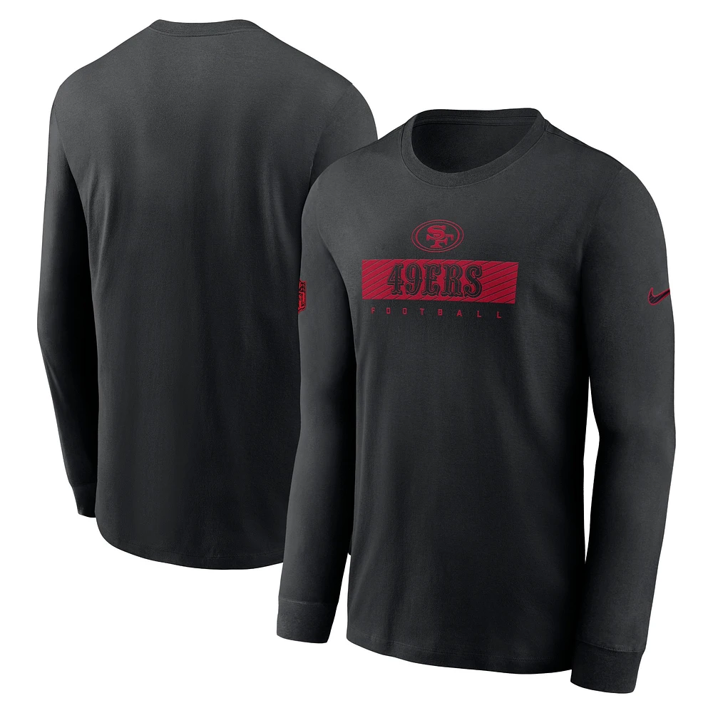 T-shirt à manches longues Nike noir San Francisco 49ers Sideline Performance pour homme