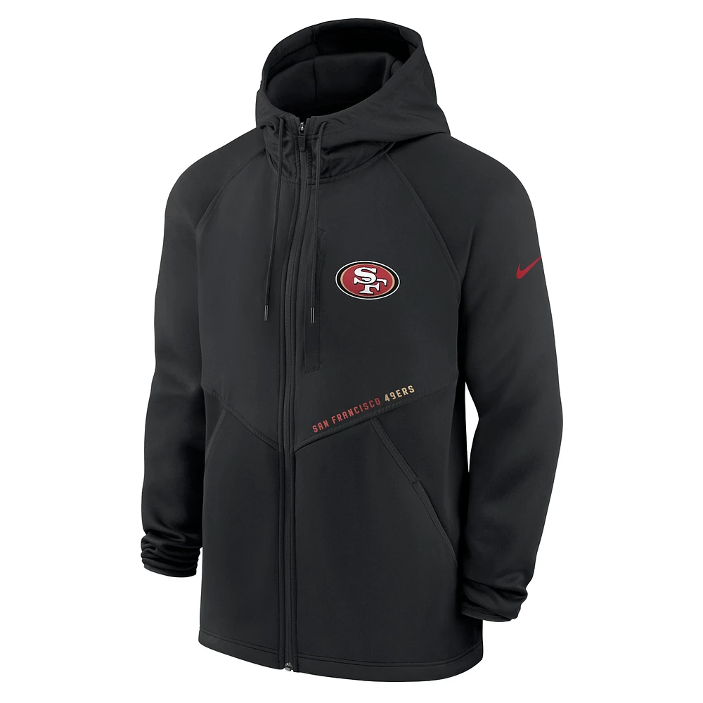 Sweat à capuche entièrement zippé Nike San Francisco 49ers Spacer Raglan Performance pour homme, noir