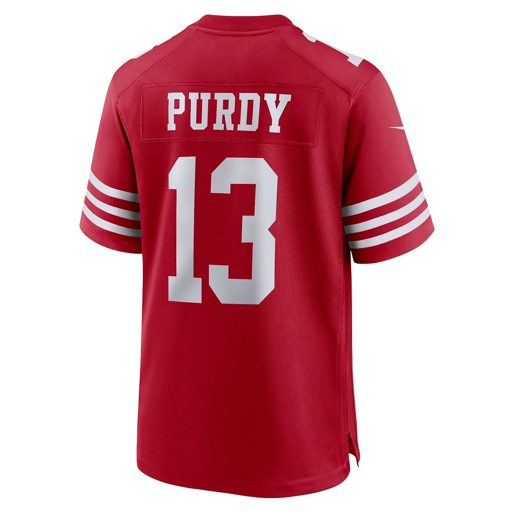 Maillot de match d'équipe Nike Brock Purdy Scarlet San Francisco 49ers pour homme