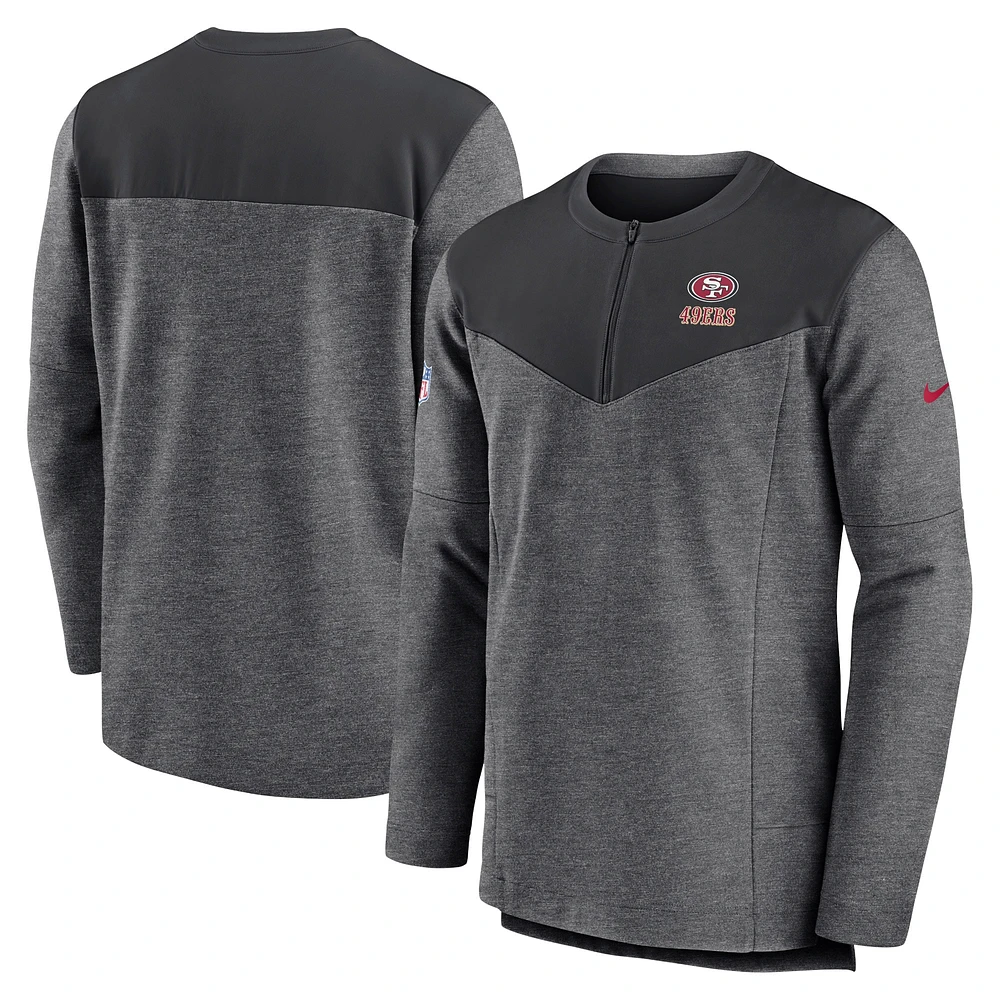 Men's Nike Charcoal San Francisco 49ers Sideline Lockup Performance Quarter-Zip Top