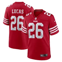 Maillot de match l'équipe Nike Chase Lucas Scarlet des San Francisco 49ers pour homme