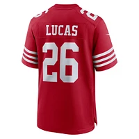 Maillot de match l'équipe Nike Chase Lucas Scarlet des San Francisco 49ers pour homme