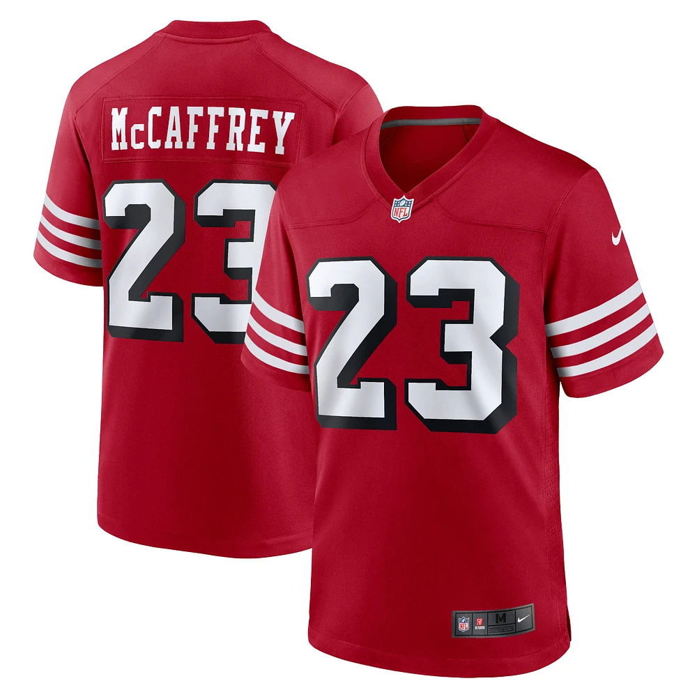 Maillot de joueur jeu alternatif Nike Christian McCaffrey Scarlet San Francisco 49ers pour homme