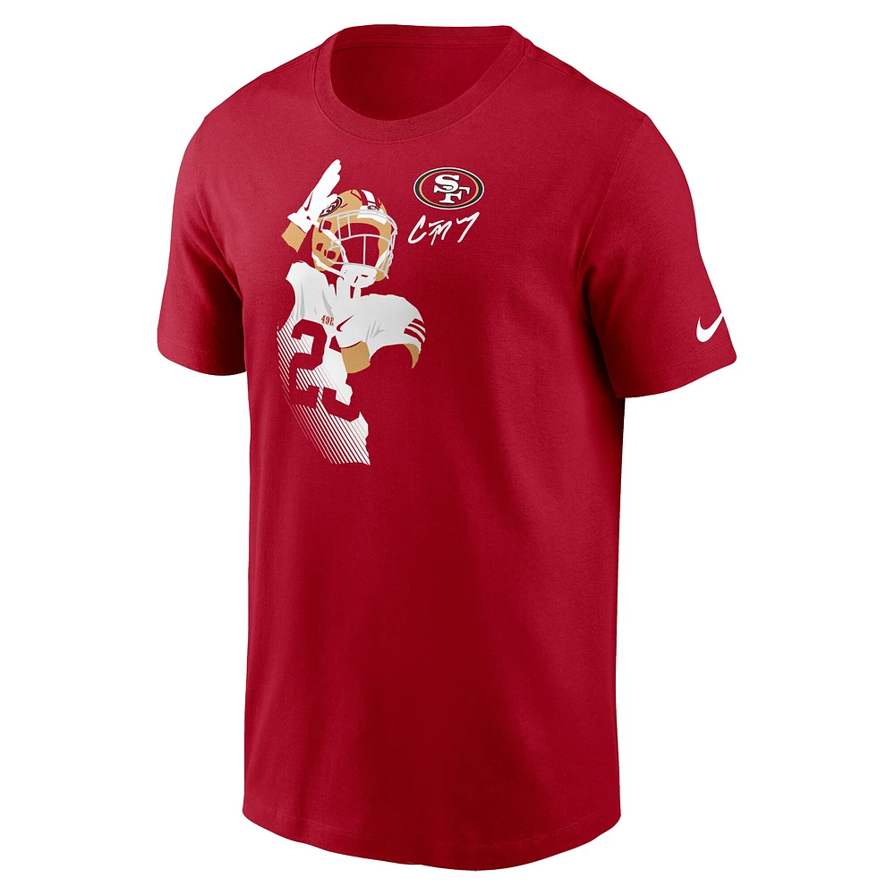 T-shirt graphique Nike Christian McCaffrey Scarlet San Francisco 49ers Player pour homme