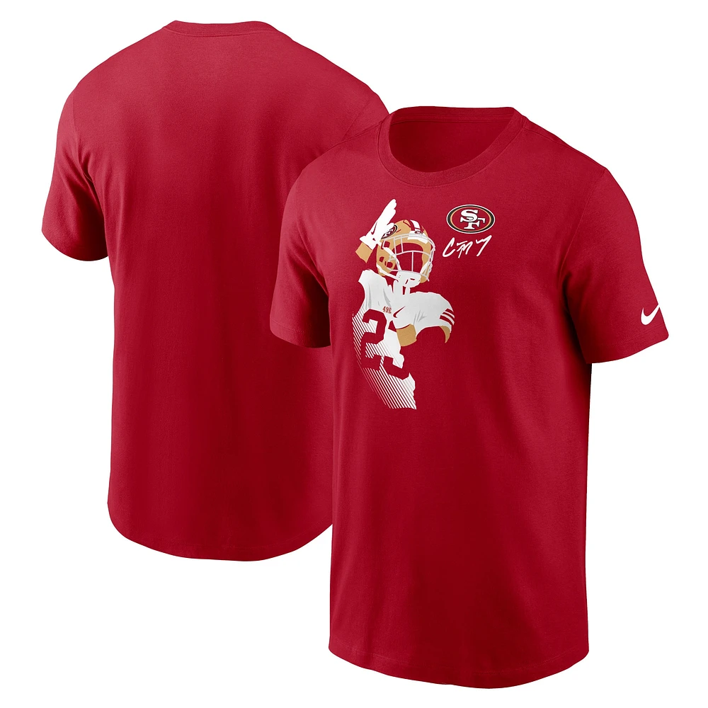 T-shirt graphique Nike Christian McCaffrey Scarlet San Francisco 49ers Player pour homme