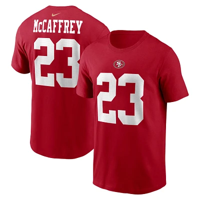 T-shirt Nike Christian McCaffrey Scarlet San Francisco 49ers pour homme avec nom et numéro