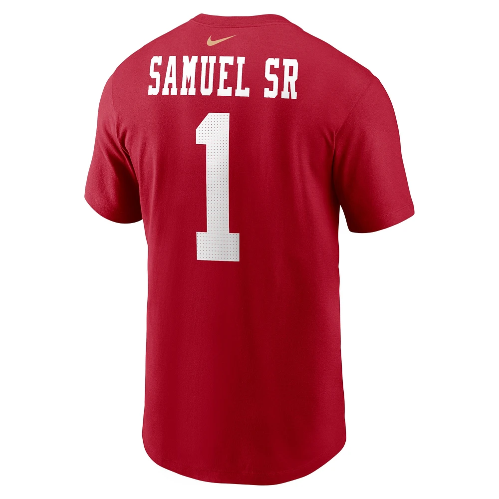 T-shirt Nike Deebo Samuel Sr Scarlet San Francisco 49ers pour homme avec nom et numéro de joueur