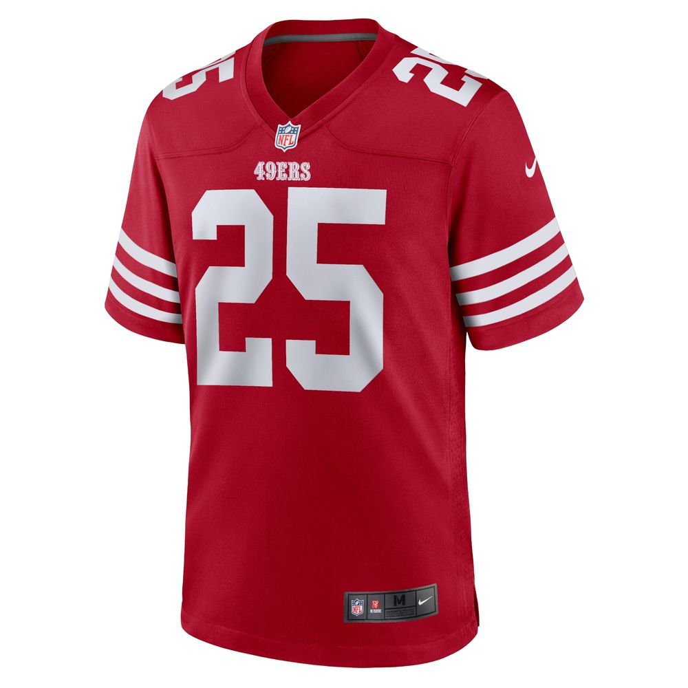 Men's Nike Elijah Mitchell Scarlet San Francisco 49ers Team Player Game Jersey