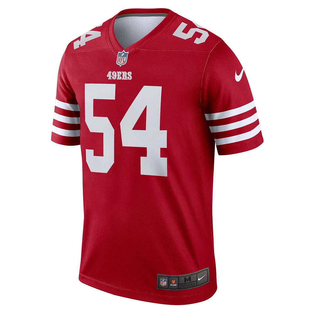 Maillot Nike Fred Warner Scarlet pour homme, légende de l'équipe des San Francisco 49ers