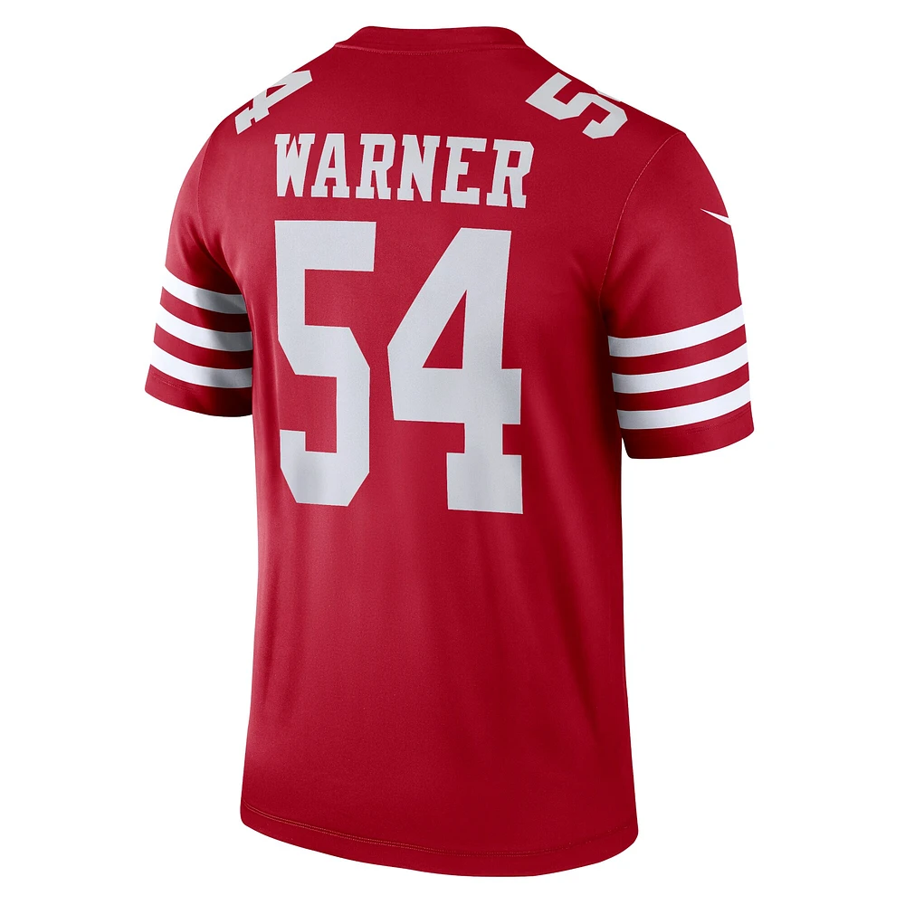 Maillot Nike Fred Warner Scarlet pour homme, légende de l'équipe des San Francisco 49ers