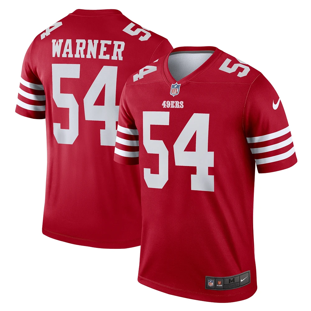 Maillot Nike Fred Warner Scarlet pour homme, légende de l'équipe des San Francisco 49ers