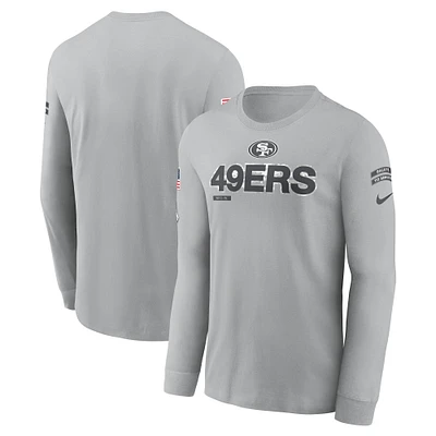 T-shirt à manches longues Nike gris San Francisco 49ers 2024 Salute To Service pour homme