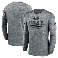 T-shirt Nike gris à manches longues Performance Sideline Velocity des San Francisco 49ers pour homme