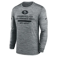T-shirt Nike gris à manches longues Performance Sideline Velocity des San Francisco 49ers pour homme