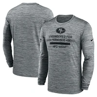 T-shirt Nike gris à manches longues Performance Sideline Velocity des San Francisco 49ers pour homme